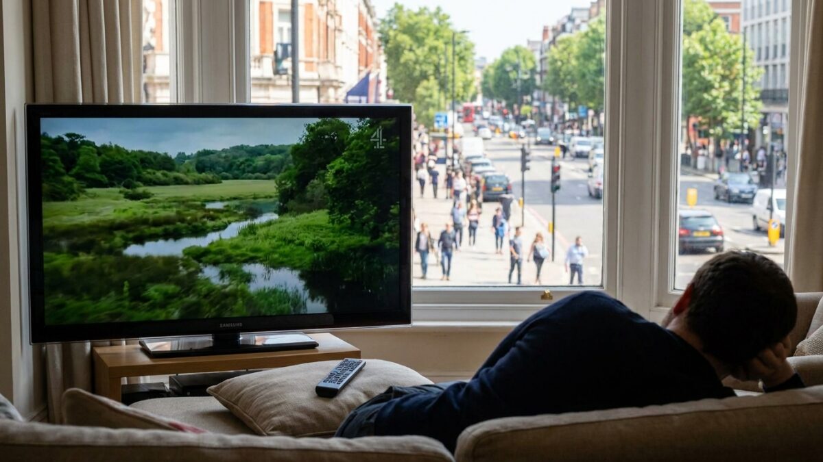 Televízor na štvorke a svet za oknom