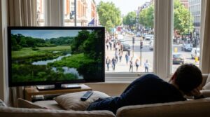 Televízor na štvorke a svet za oknom